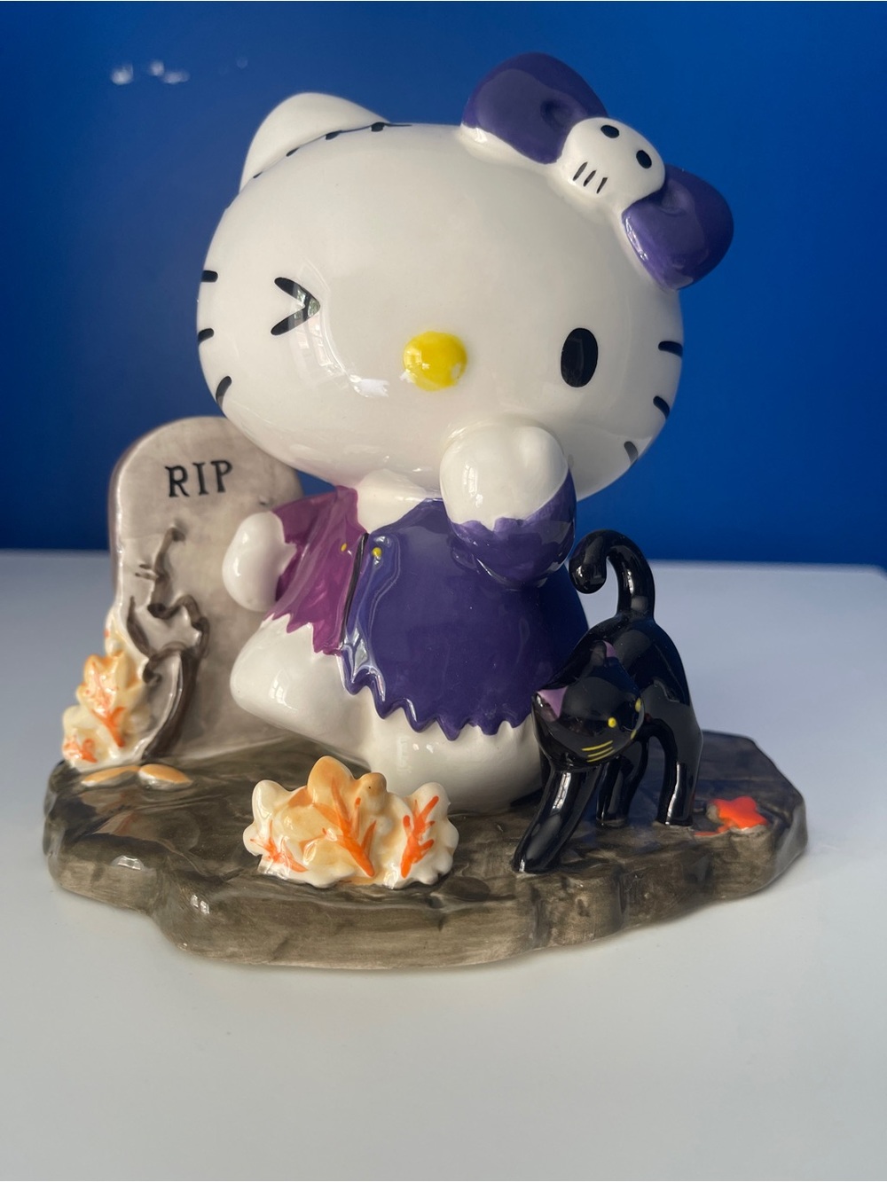 Blue Sky Hello Kitty Halloween Figurine in Purple, White and Black